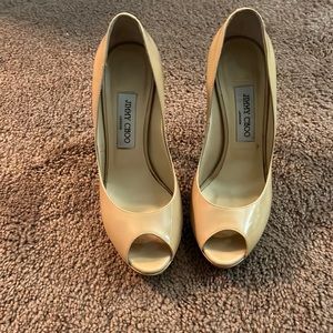 Jimmy choo nude peep toe shoes in excellent condition.